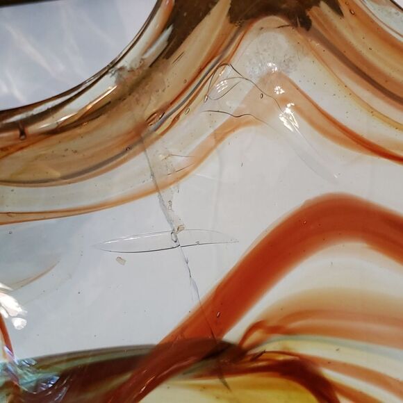 Exquisite Vtg Swirly Colored Glass Swan Bowl Dish - Picture 7 of 11